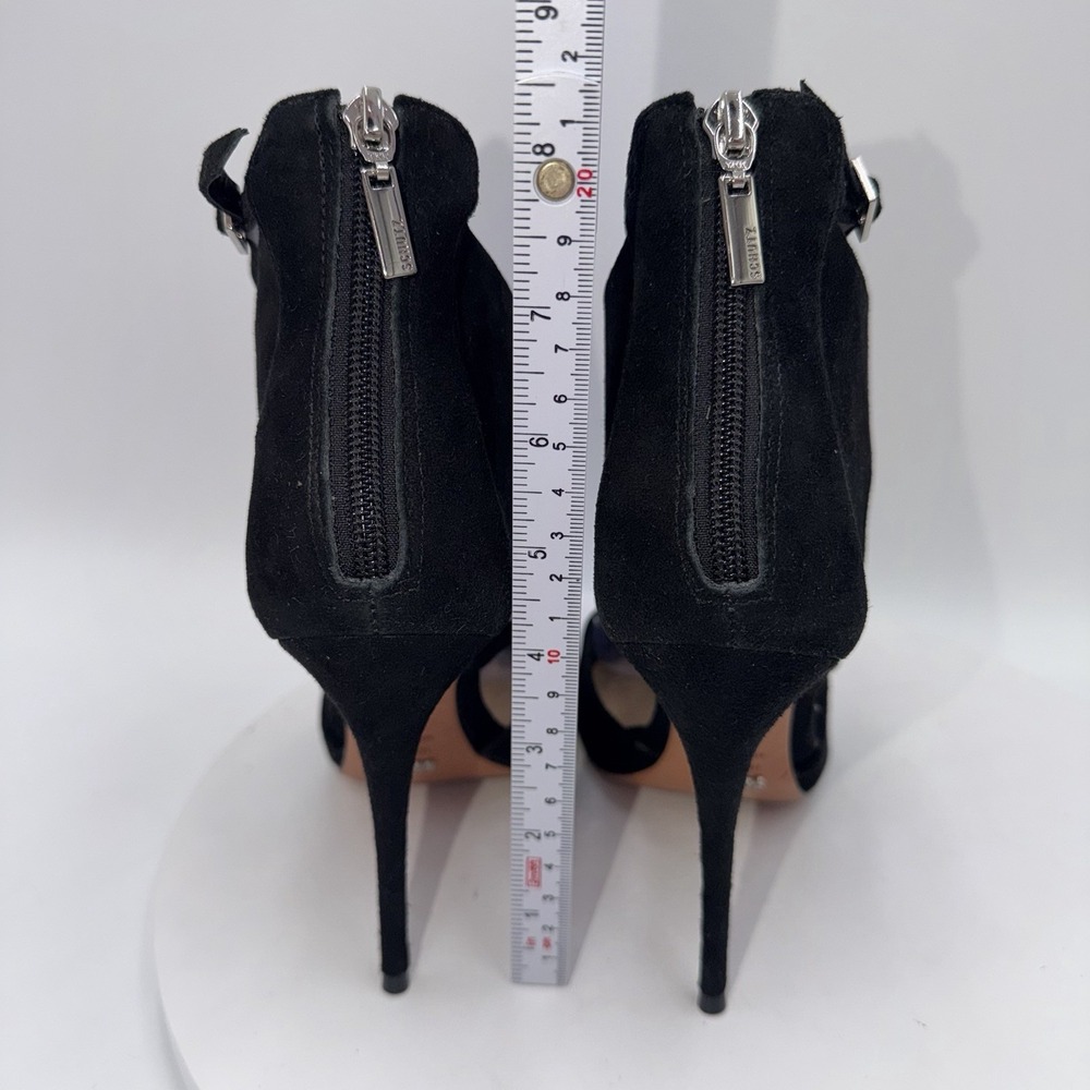 Schutz Black Dezi Strappy Suede Point Toe Stiletto Pumps Women's Size 9B - Picture 5 of 7
